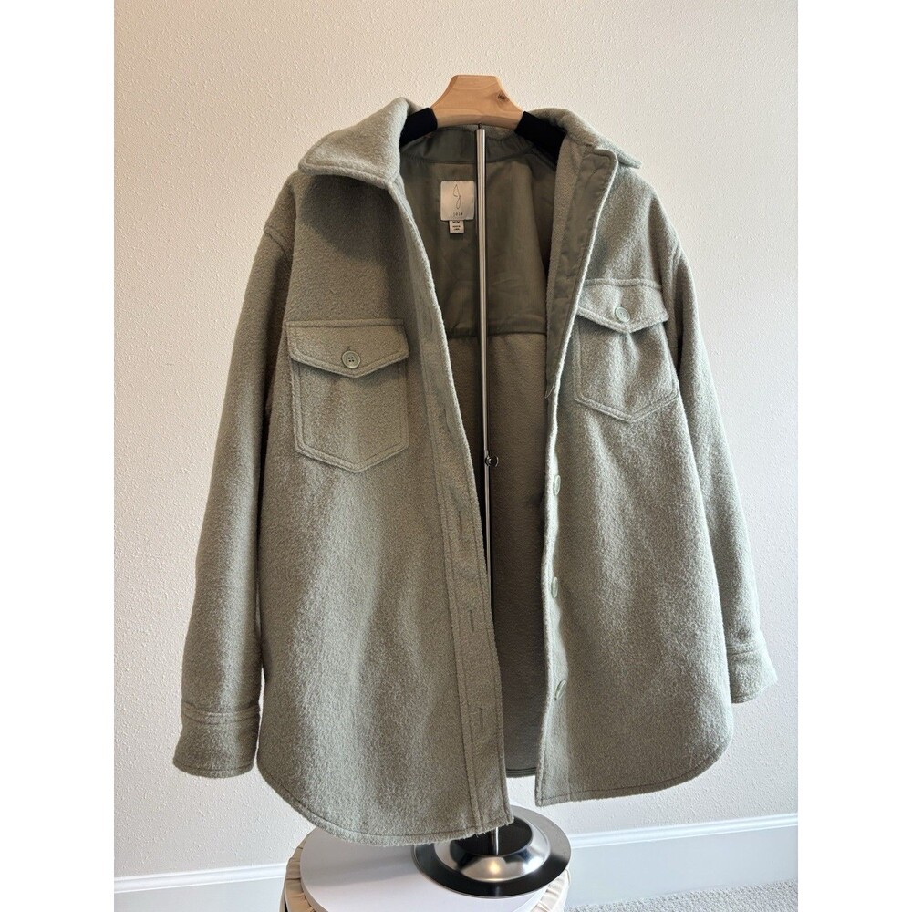 Joie Women's M Sage Green Boyfriend Shacket Button Down Shirt Jacket Medium